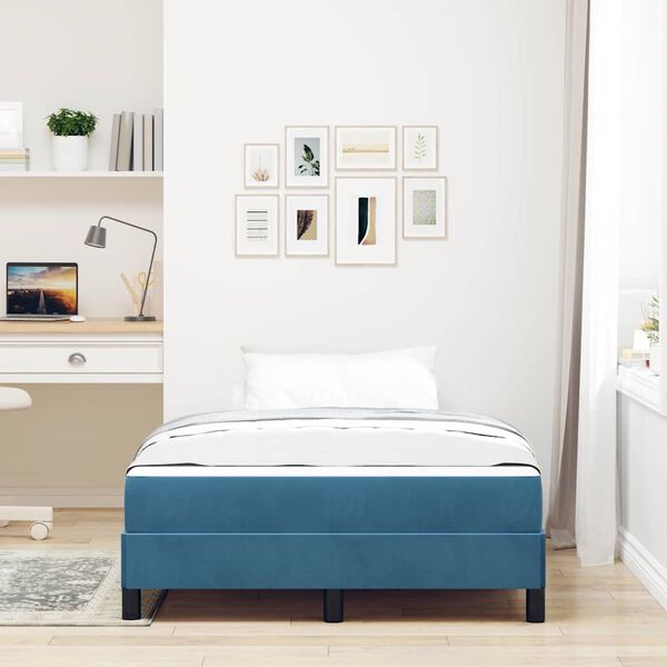 vidaXL Lit &agrave; ressorts avec matelas Bleu fonc&eacute; 120 x 220 cm tissu