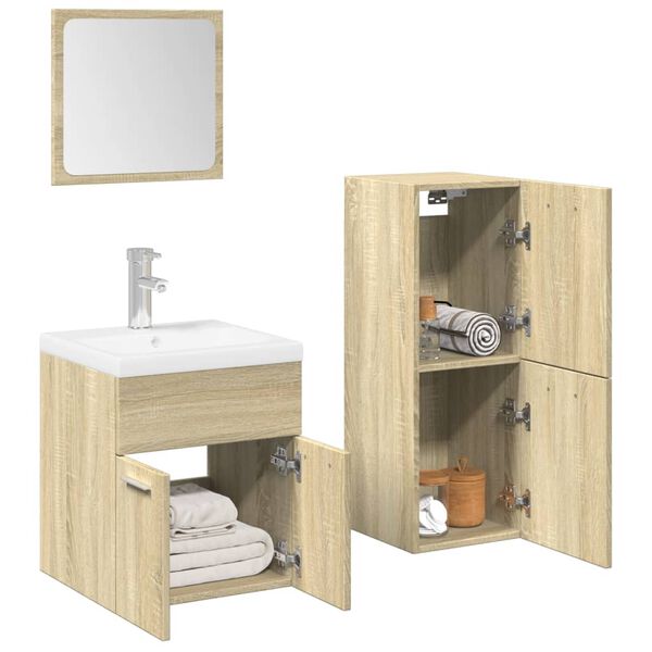 vidaXL Ensemble de meubles de salle de bain 3 pcs ch&ecirc;ne sonoma