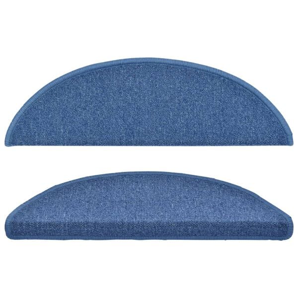 vidaXL Tapis d'escalier 10 pièces 56 x 17 x 3 cm Bleu Demi-rond