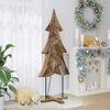 vidaXL Sapin de No&euml;l avec support Marron 181,5 cm Bois de teck solide