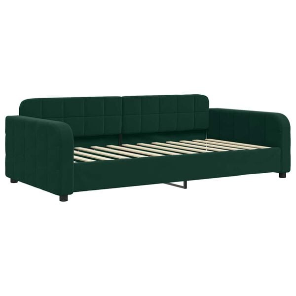 vidaXL Lit de jour avec matelas vert fonc&eacute; 90x200 cm velours