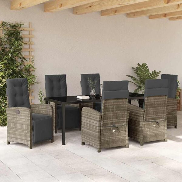 vidaXL Ensemble de salle &agrave; manger pour jardin 7 pcs Gris clair