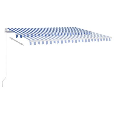 vidaXL Auvent manuel rétractable avec LED 400x350 cm Bleu et blanc