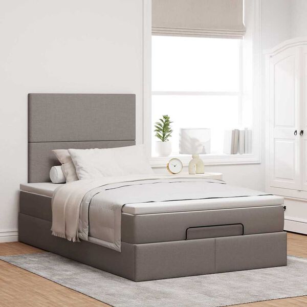 VidaXL Cadre de lit ottoman avec matelas taupe 120x190 cm tissu