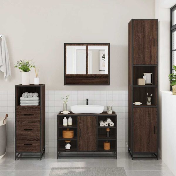 vidaXL Ensemble de meubles de salle de bain 3 pcs Chêne marron