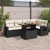 vidaXL Salon de jardin 6 pcs avec coussins noir r&eacute;sine tress&eacute;e