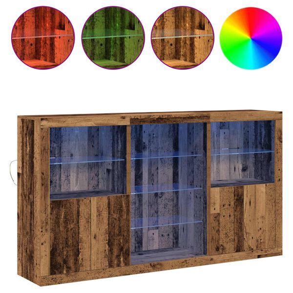 vidaXL Buffet LED Bois ancien 181,5 x 37 x 100 cm Bois d'ing&eacute;nierie