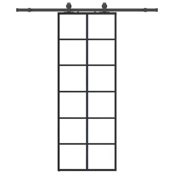 vidaXL Porte coulissante kit de quincaillerie noir 76x205 cm verre ESG