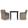 vidaXL Ensemble &agrave; manger de jardin avec coussins 3 pcs marron