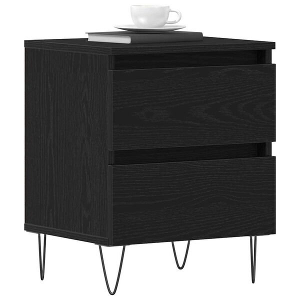 vidaXL Cabinet de chevet avec tiroir 2 pcs Ch&ecirc;ne noir 40 x 35 x 50 cm