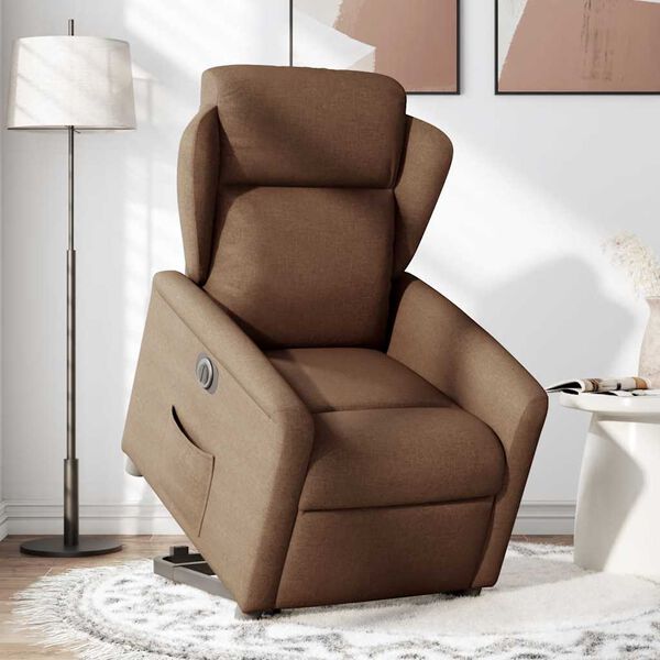 vidaXL Fauteuil inclinable &eacute;lectrique marron tissu