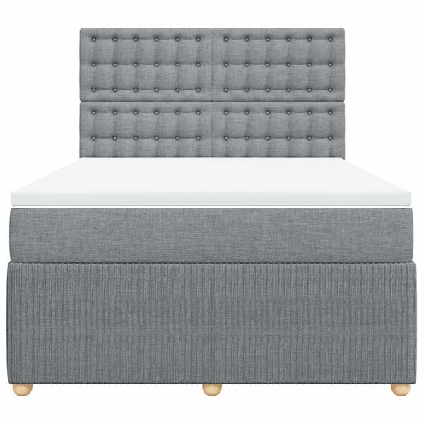 vidaXL Sommier &agrave; lattes de lit avec matelas Gris clair 140x200cm Tissu
