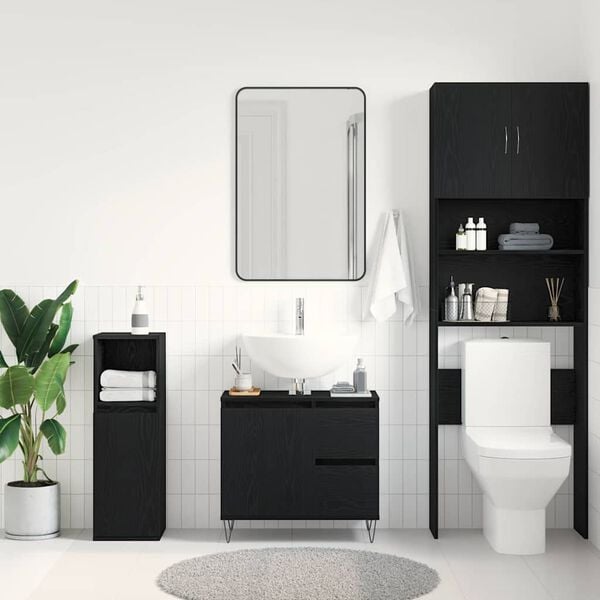 vidaXL Meuble de Lavabo de Salle de Bain Chêne noir 65 x 33 x 60 cm