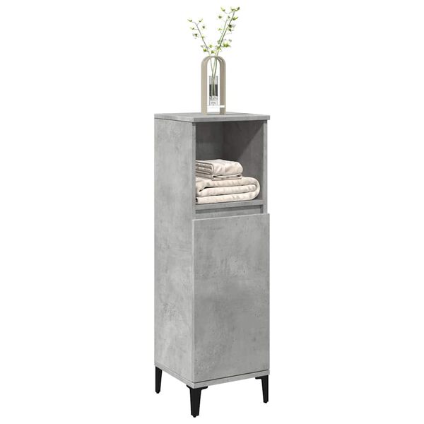vidaXL Armoire de salle de bain gris béton 30x30x100 cm