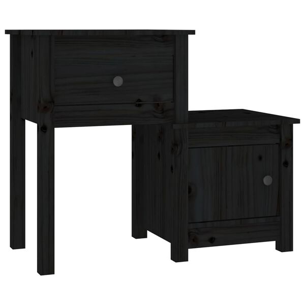 vidaXL Tables de chevet 2 pcs Noir 79,5x38x65,5 cm Bois de pin massif