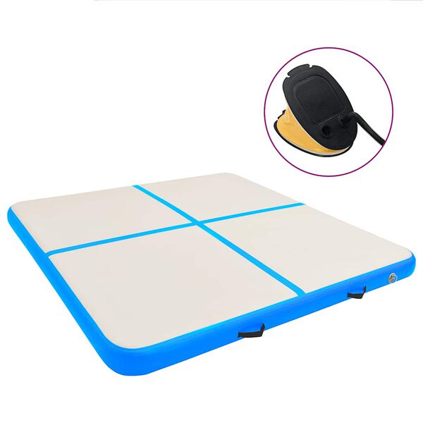vidaXL Tapis gonflable de gymnastique avec pompe 200x200x10cm PVC Bleu
