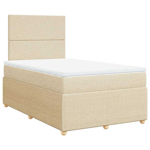 vidaXL Sommier &agrave; lattes de lit avec matelas cr&egrave;me 120x190 cm tissu