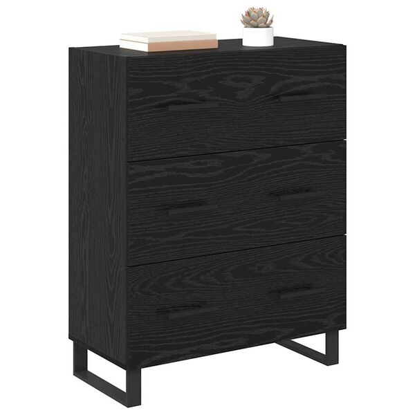 vidaXL Buffet Ch&ecirc;ne noir 69,5 x 34 x 90 cm Bois d'ing&eacute;nierie et fer