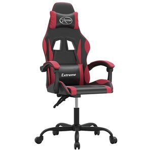vidaXL Chaise de jeu pivotante Noir et rouge bordeaux Similicuir