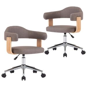 vidaXL Chaises pivotantes &agrave; manger lot de 2 taupe bois courb&eacute; et tissu