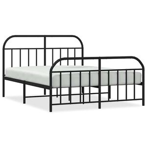vidaXL Cadre de lit m&eacute;tal sans matelas avec pied de lit noir 135x190cm