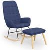 vidaXL Chaise &agrave; bascule avec repose-pied Bleu Tissu