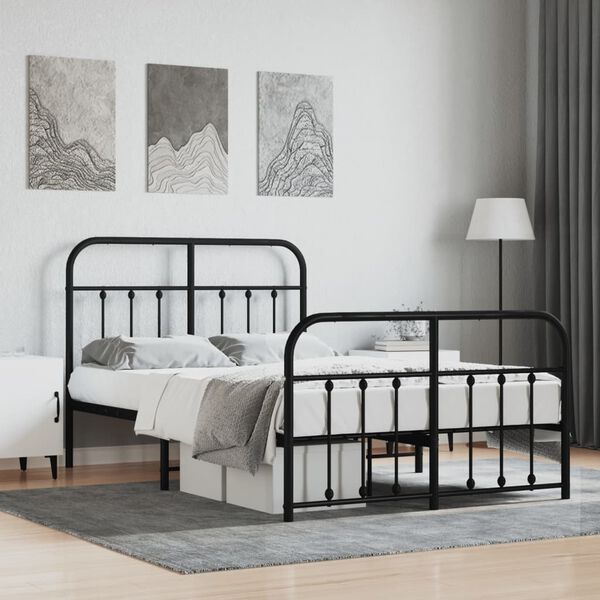 vidaXL Cadre de lit métal sans matelas avec pied de lit noir 120x190cm