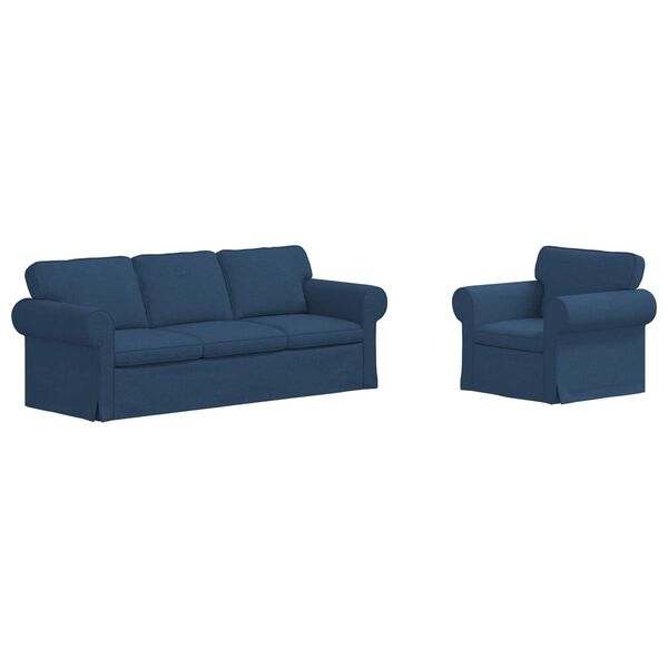vidaXL Canap&eacute; 2 pcs Bleu
