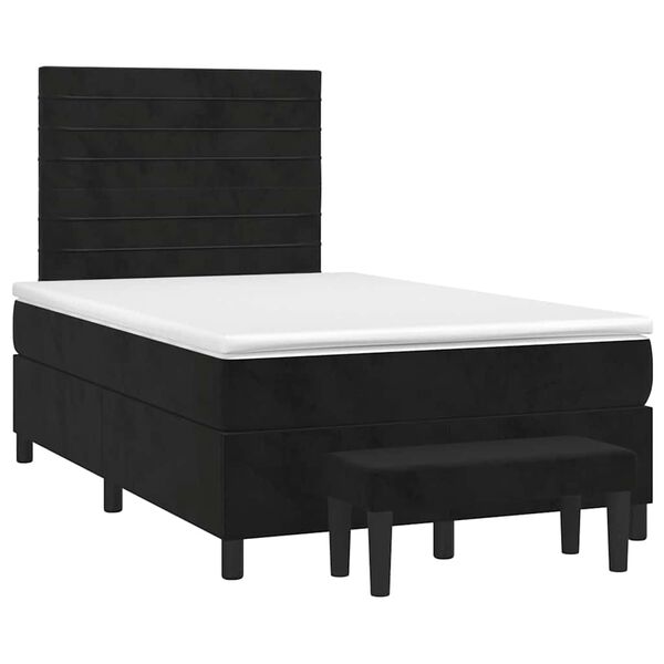 vidaXL Sommier &agrave; lattes de lit avec matelas noir 120x190 cm velours