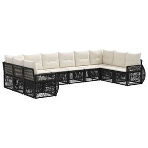 vidaXL Ensemble de canap&eacute; de jardin 10 pc Noir et blanc cr&egrave;me
