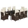 vidaXL Ensemble &agrave; manger de jardin et coussins 9 pcs marron poly rotin