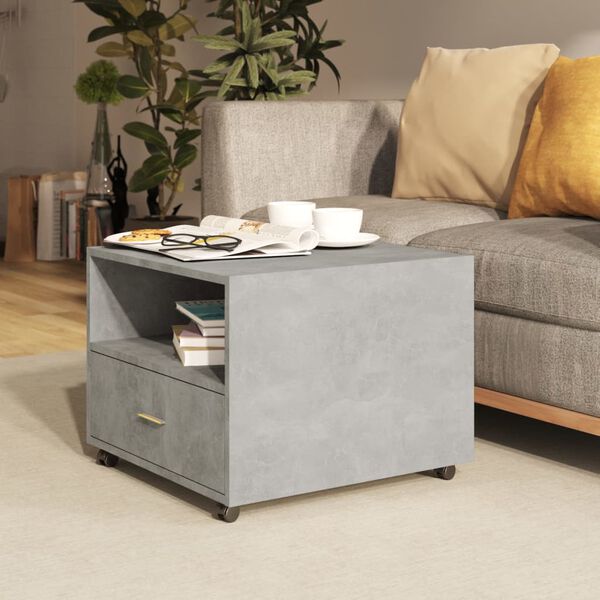 vidaXL Table basse gris béton 55x55x40 cm bois d'ingénierie