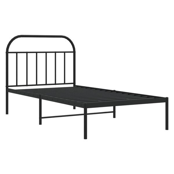 vidaXL Cadre de lit m&eacute;tal sans matelas avec t&ecirc;te de lit noir 107x203cm