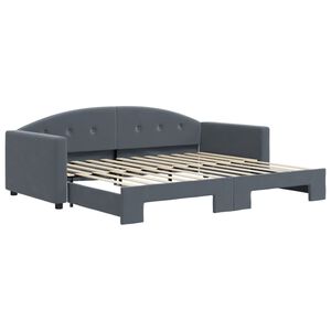 vidaXL Lit de jour avec gigogne sans matelas gris foncé 90x200 cm