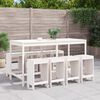 vidaXL Ensemble de bar de jardin 9 pcs blanc bois de pin massif