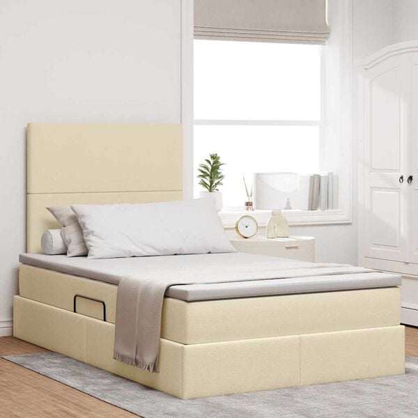 vidaXL Lit de Rangement Crème 120 x 200 cm Cuir synthétique