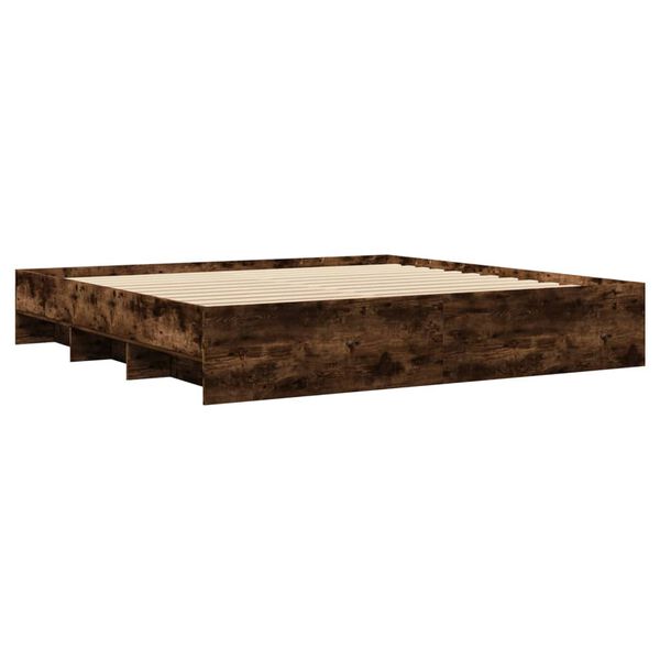 vidaXL Cadre de lit sans matelas ch&ecirc;ne fum&eacute; 200x200 cm bois ing&eacute;nierie