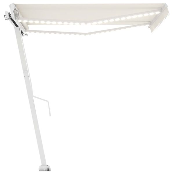 vidaXL Auvent manuel r&eacute;tractable avec LED 350x250 cm Cr&egrave;me
