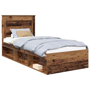 vidaXL Cadre de lit avec tiroir Uni Bois ancien 75 x 190 cm Pin massif