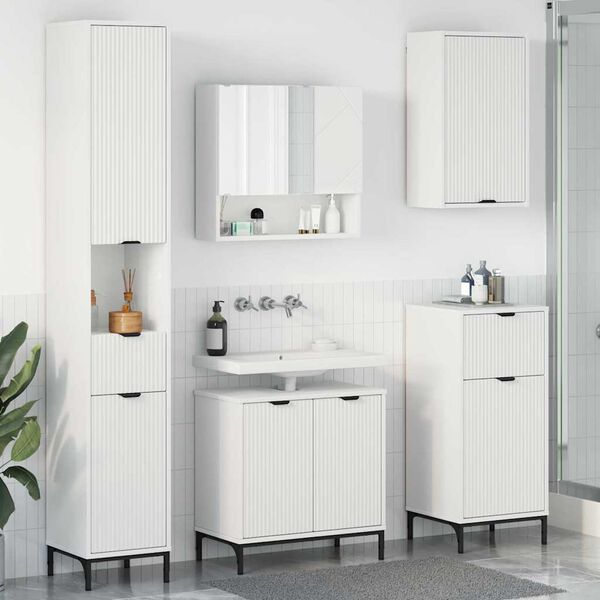 vidaXL Ensemble de mobilier de salle de bain avec tiroir Blanc