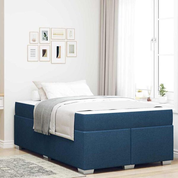 vidaXL Cadre de lit avec matelas Bleu 120 x 190 cm tissu