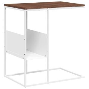 vidaXL Table d'appoint Blanc 55x36x59,5 cm Bois d'ing&eacute;nierie