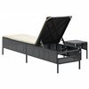 vidaXL Chaise longue avec table et coussin noir r&eacute;sine tress&eacute;e