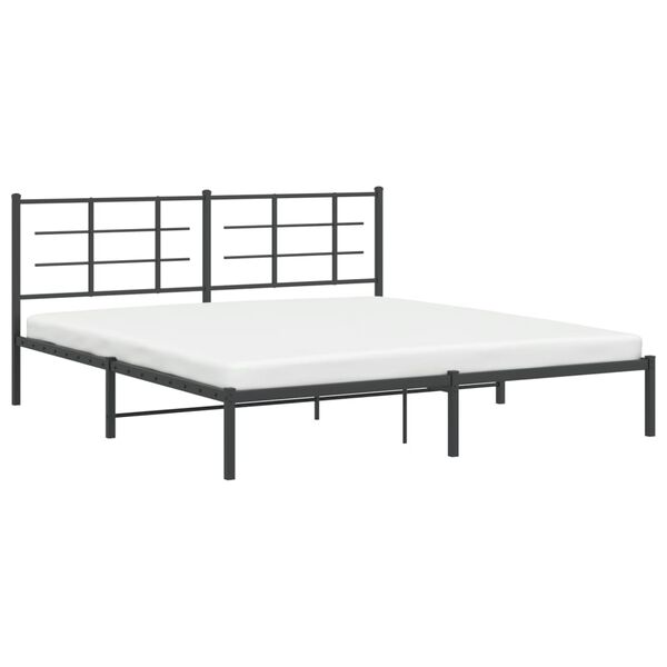 vidaXL Cadre de lit m&eacute;tal sans matelas et t&ecirc;te de lit noir 180x200 cm