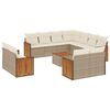 vidaXL Salon de jardin avec coussins 12 pcs beige r&eacute;sine tress&eacute;e