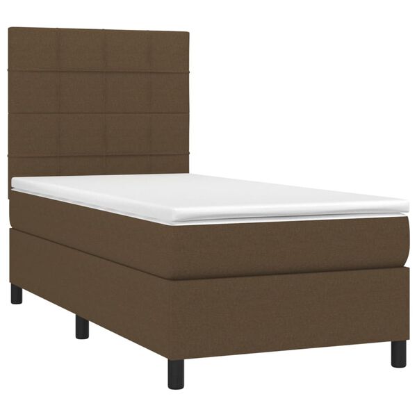 vidaXL Sommier &agrave; lattes de lit et matelas et LED Marron fonc&eacute; 90x200cm