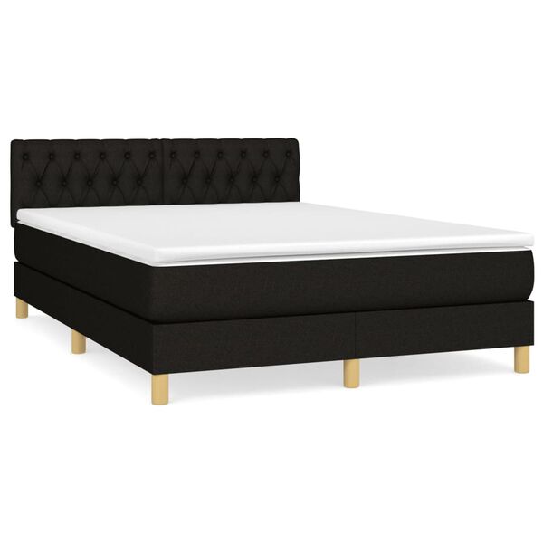 vidaXL Sommier &agrave; lattes de lit avec matelas Noir 140x200 cm Tissu