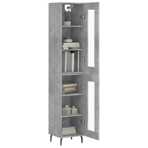 vidaXL Buffet haut Gris béton 34,5x34x180 cm Bois d'ingénierie