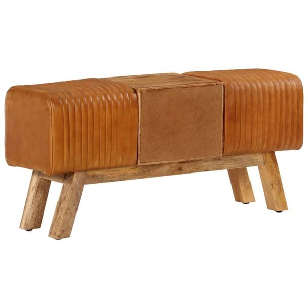 vidaXL Banc de bok Marron 107 cm Cuir de ch&egrave;vre v&eacute;ritable