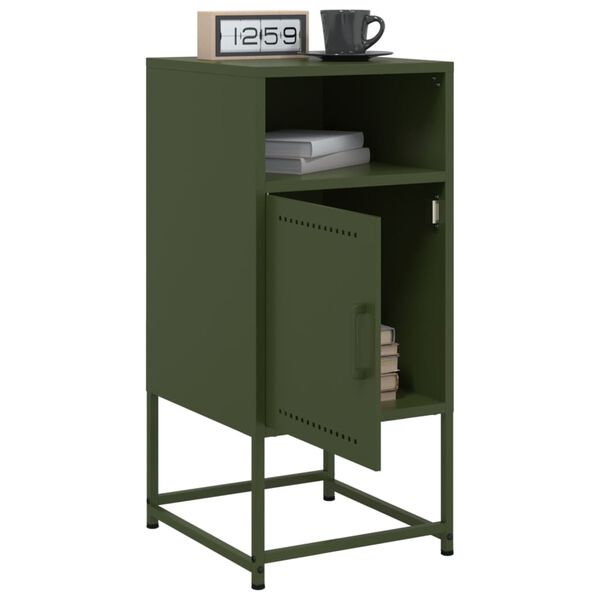 vidaXL Tables de chevet 2 pcs vert olive 36x39x78 cm acier